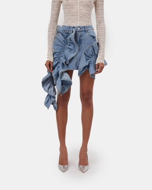 Rivington Ruffle Denim Skirt