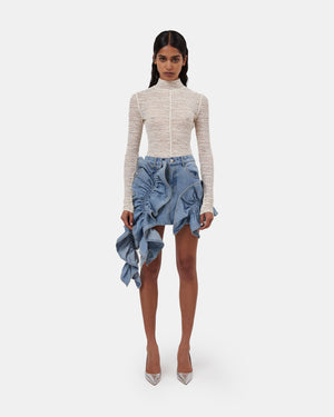 Rivington Ruffle Denim Skirt