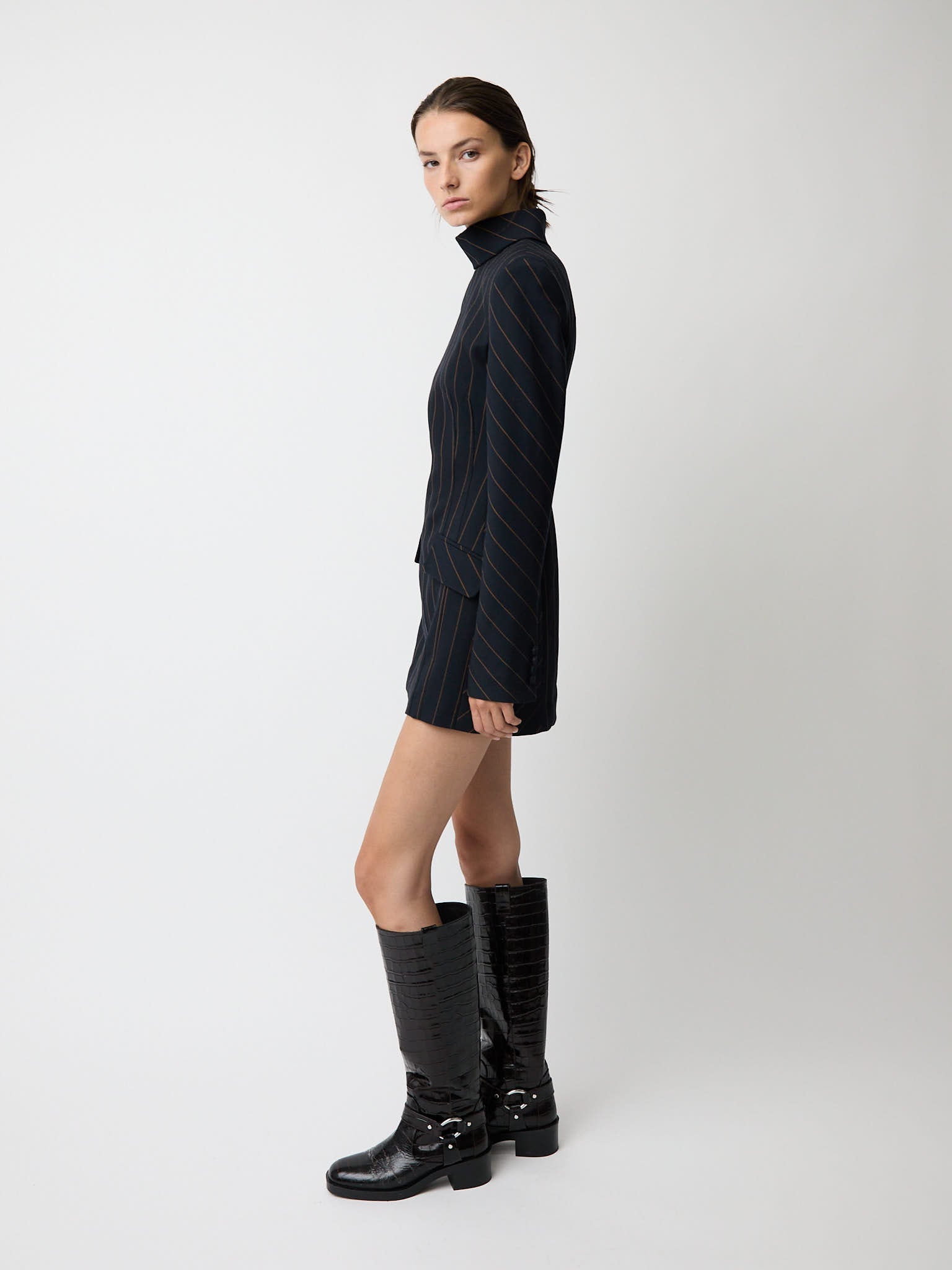 The Toni dress in pinstripe