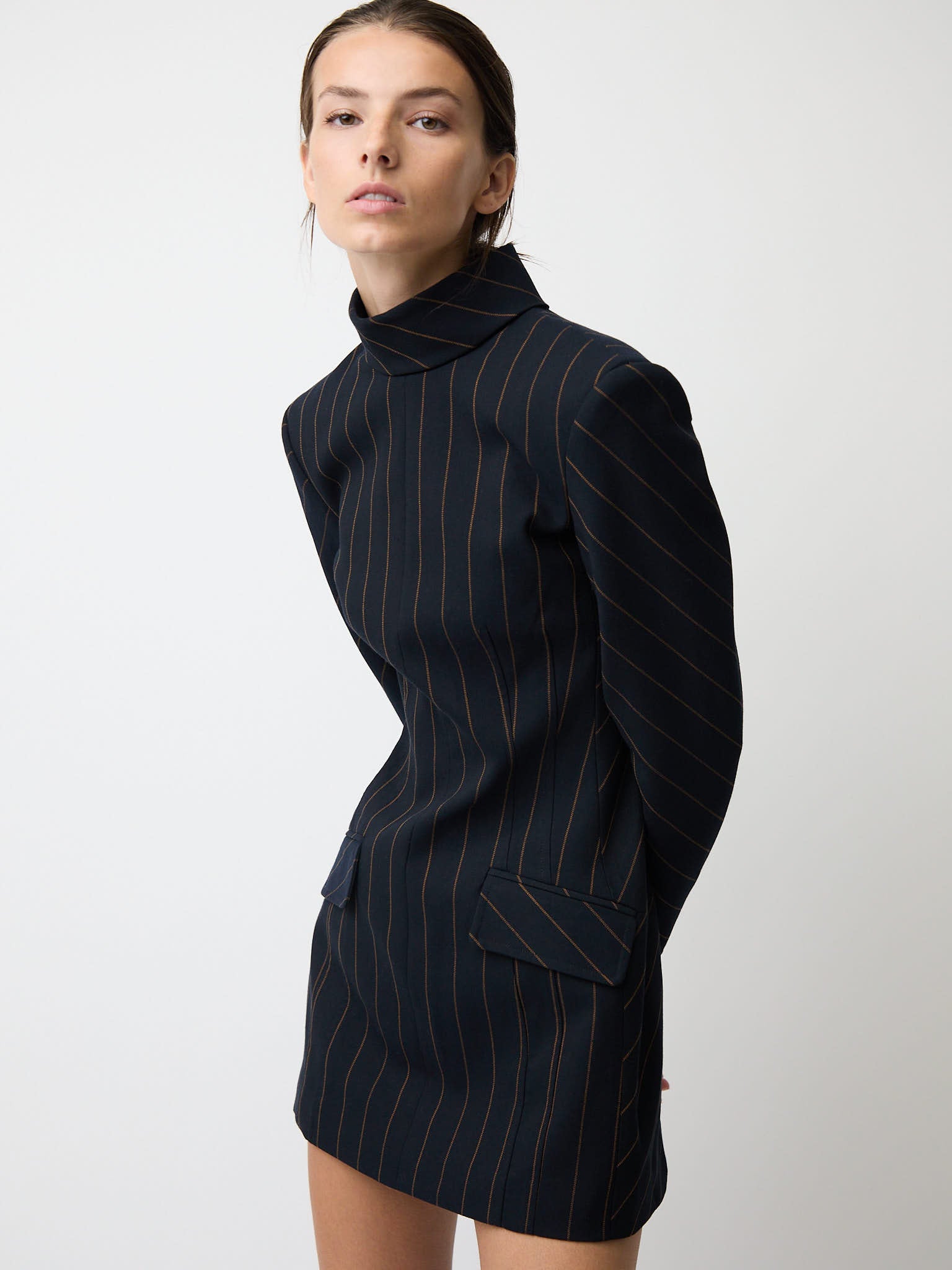 The Toni dress in pinstripe