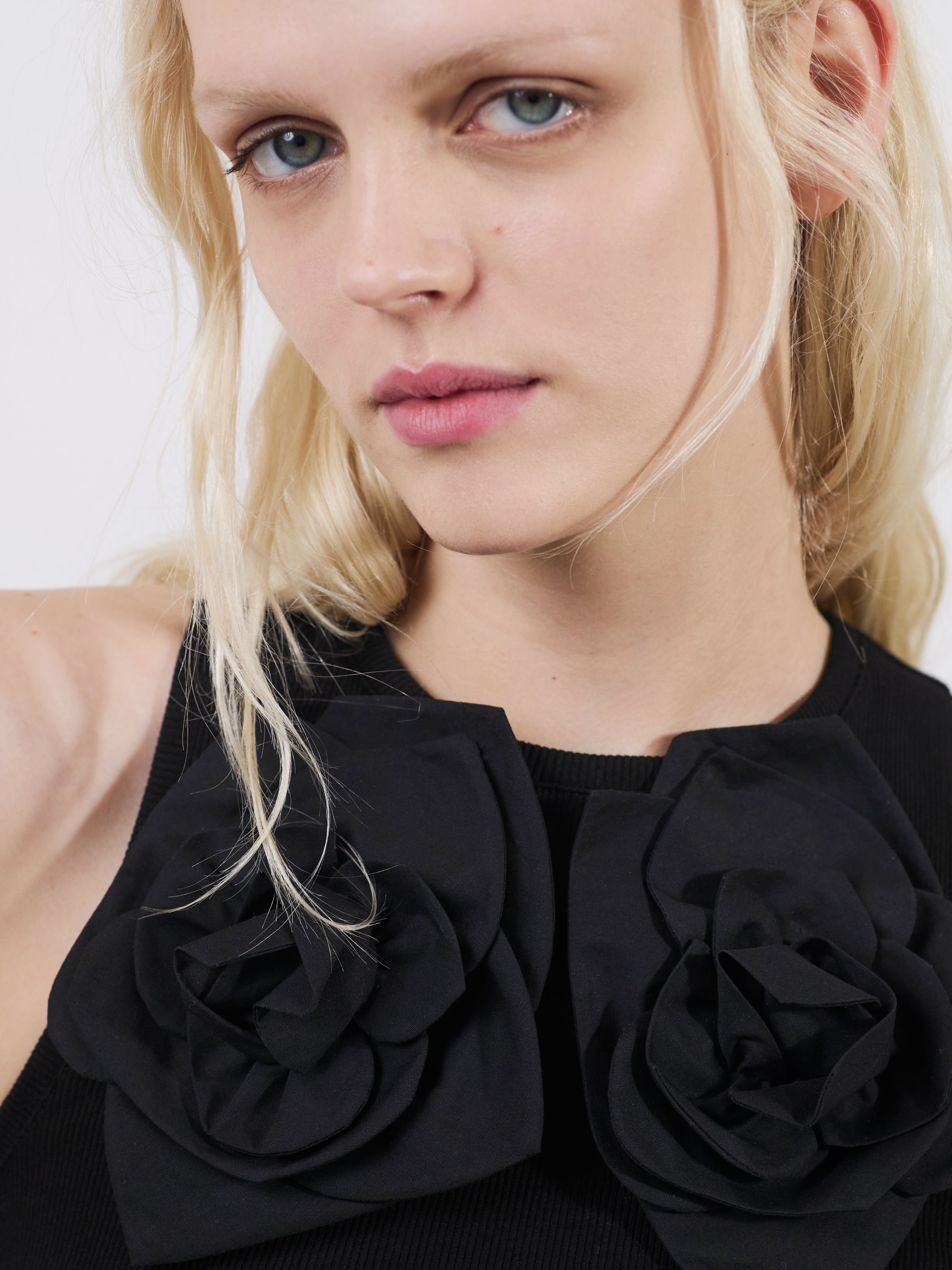 The Camille flower tank in black