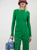 The Lily lace-up knit top in green