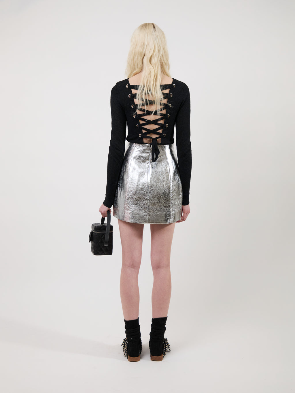 The Cherry skirt in metallic silver