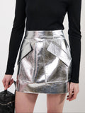 The Cherry skirt in metallic silver