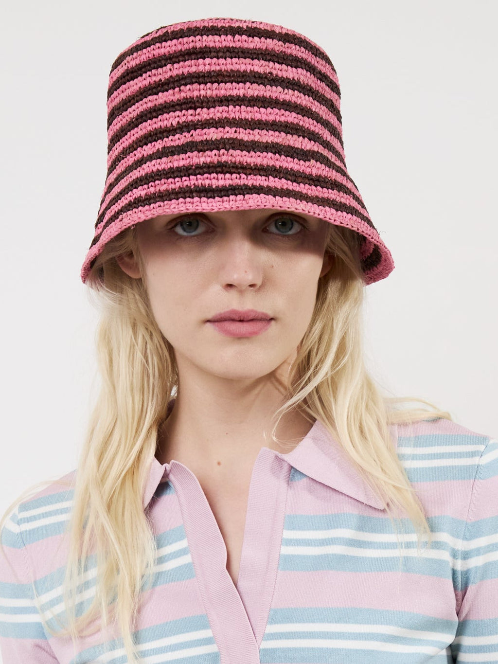 The Leif striped raffia bucket hat
