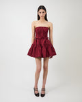 The Kamilla dress in burgundy tech taffeta