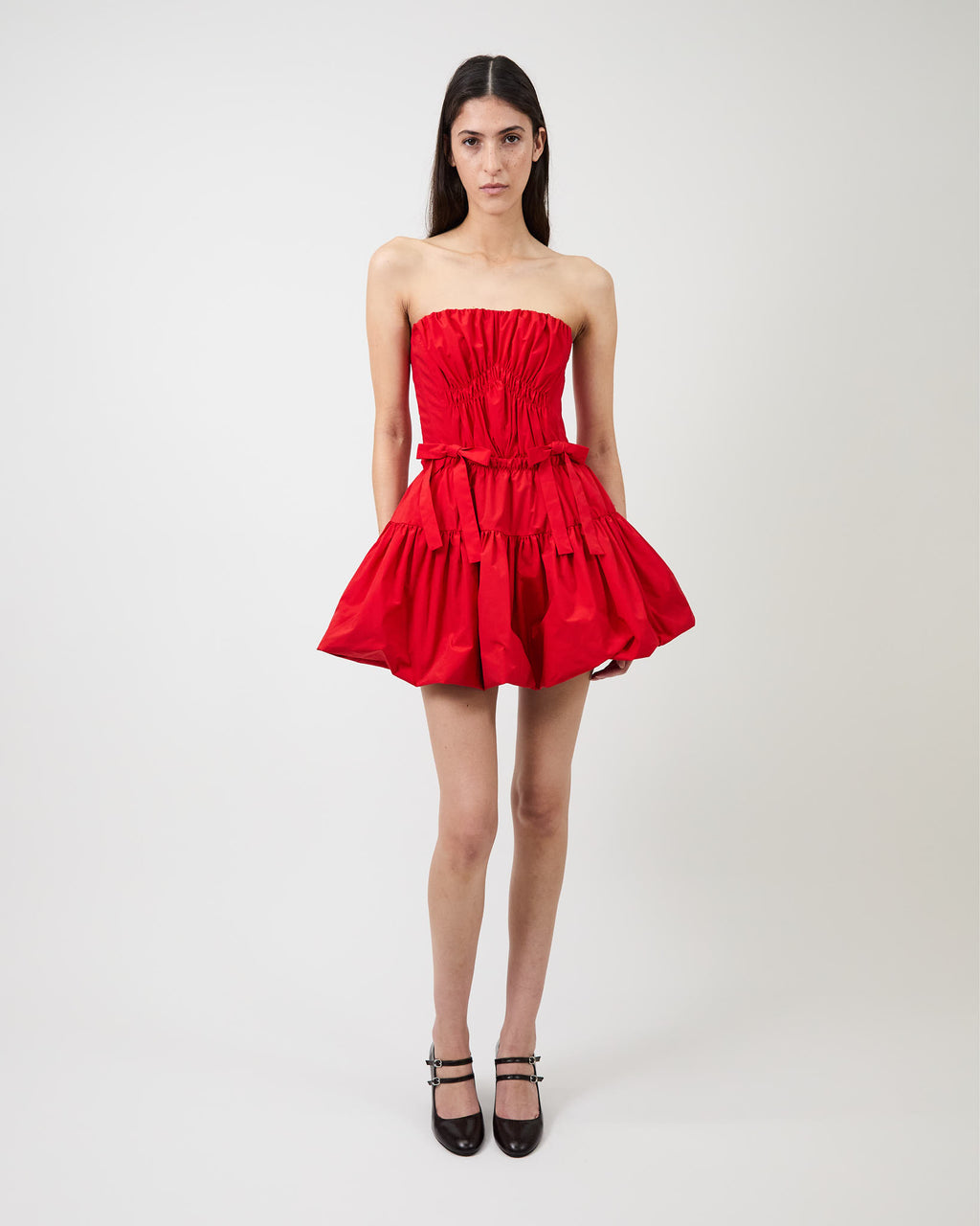 The Kamilla dress in red tech taffeta