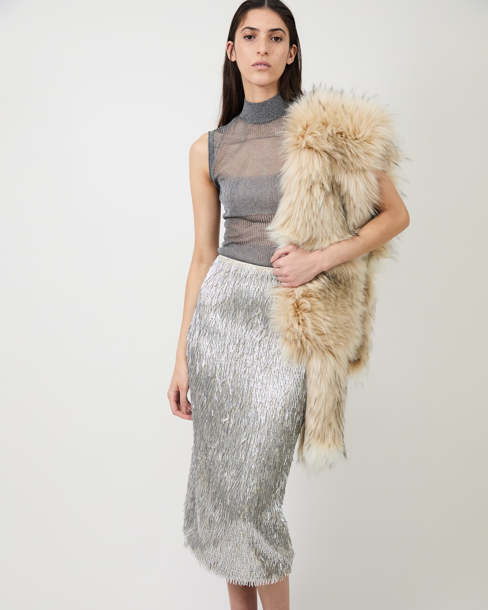 The cream faux fur boa