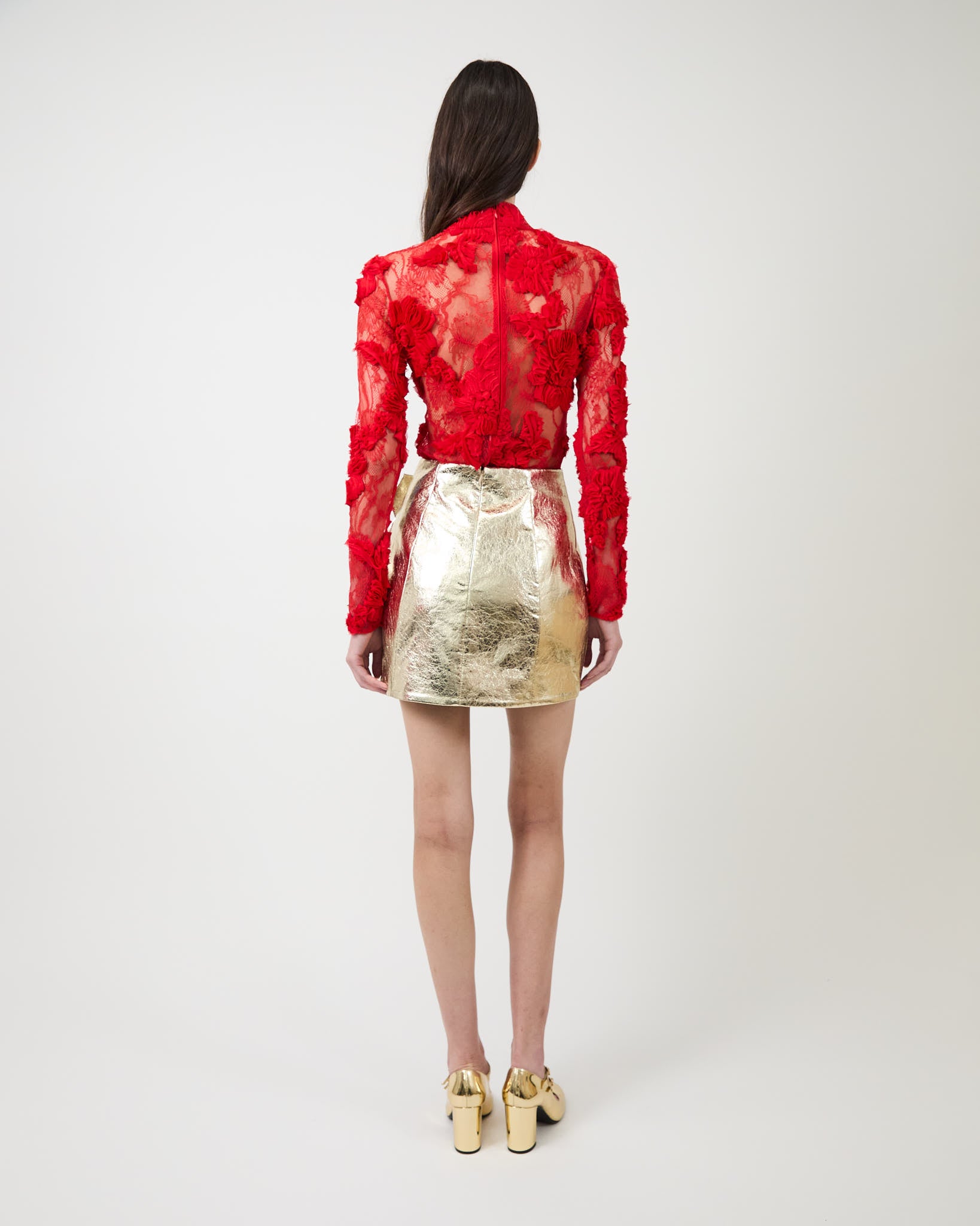 The Freja lace top in red