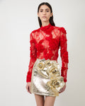 The Freja lace top in red