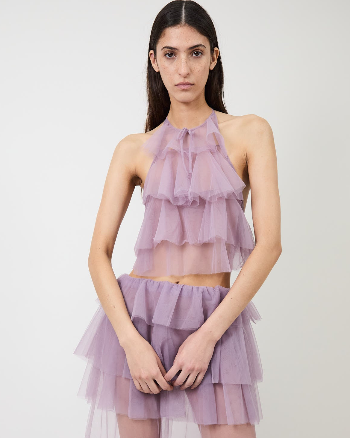 The Bodil ruffle top in lavender tulle