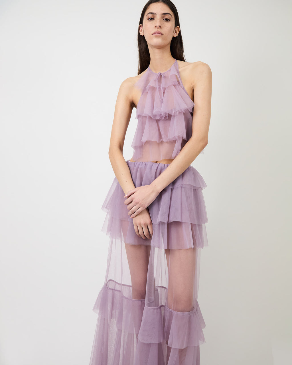 The Bodil ruffle top in lavender tulle