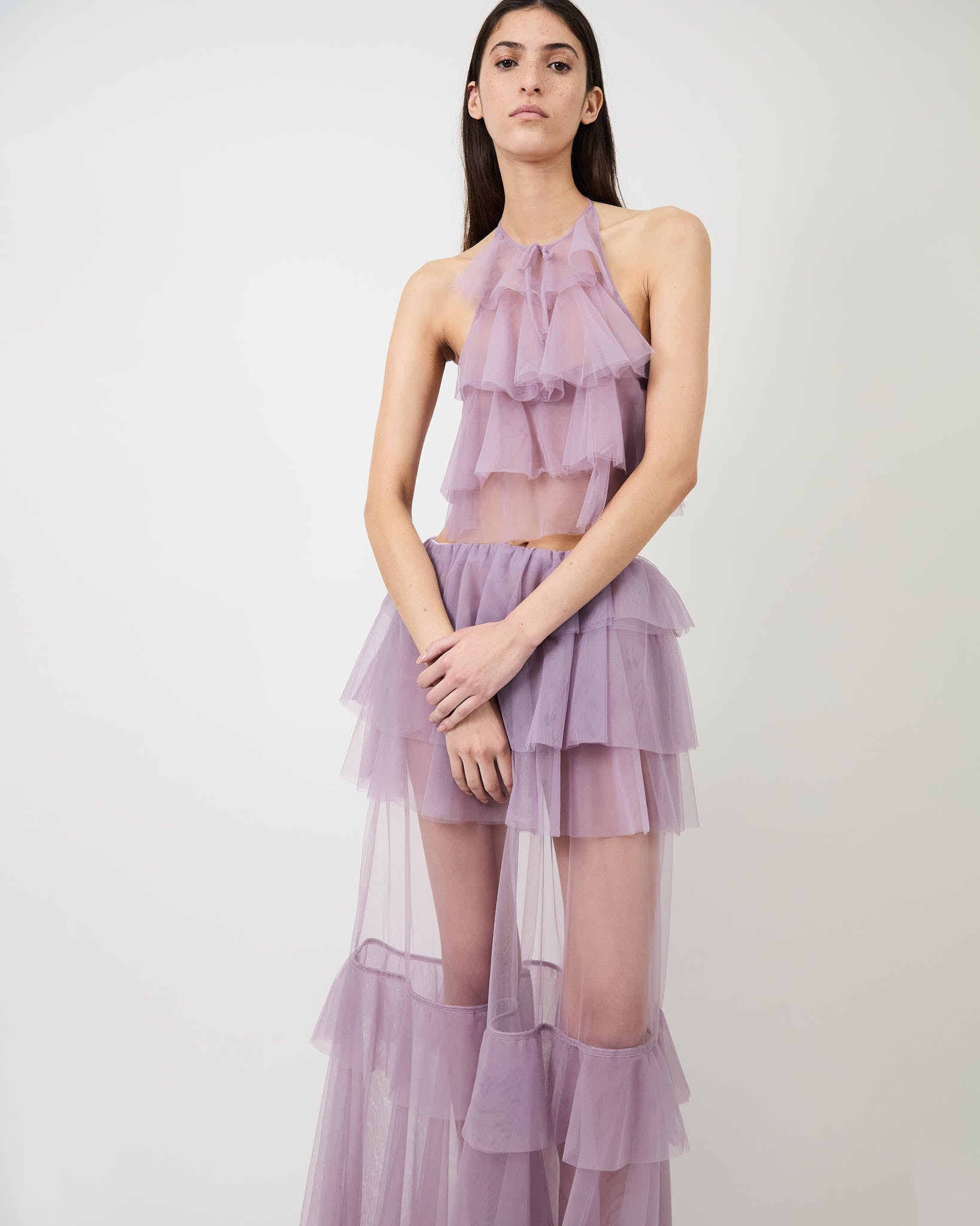 The Bodil ruffle top in lavender tulle
