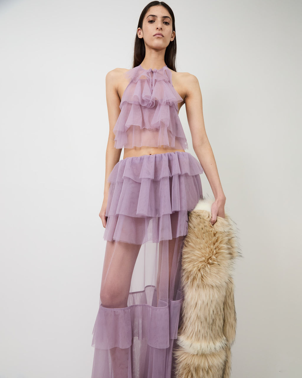 The Bodil ruffle top in lavender tulle