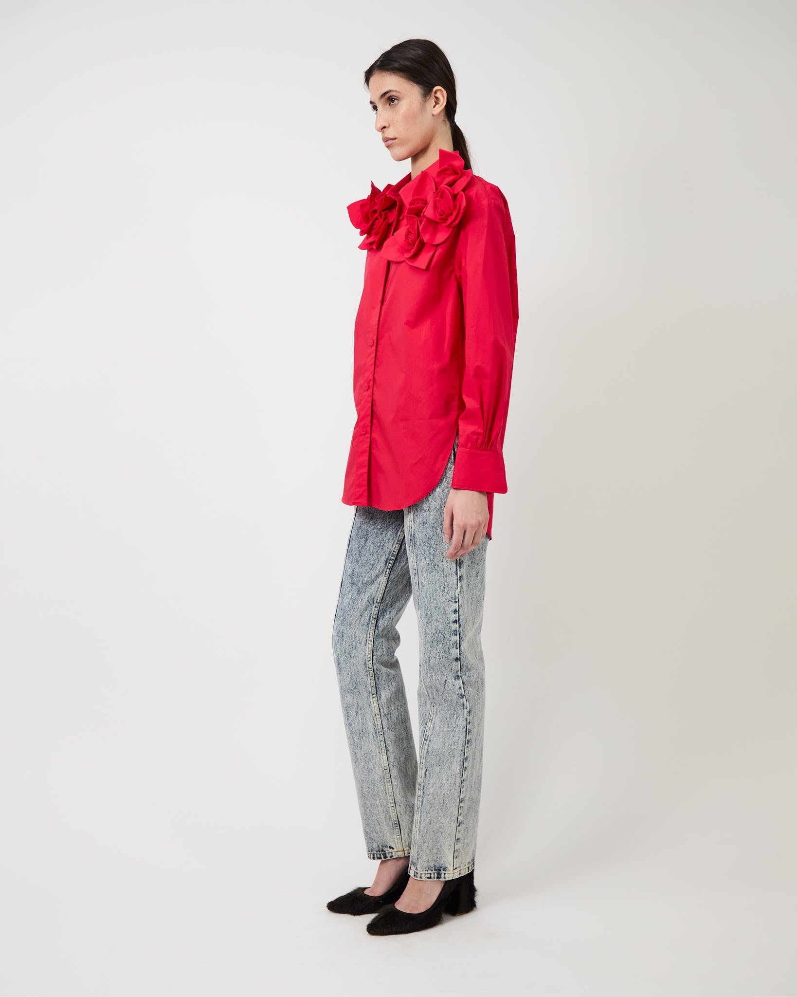 The Flor shirt in red – Aknvas