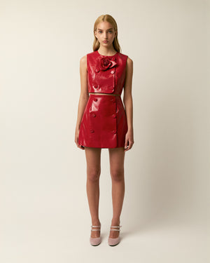 The Edie vegan leather top in red