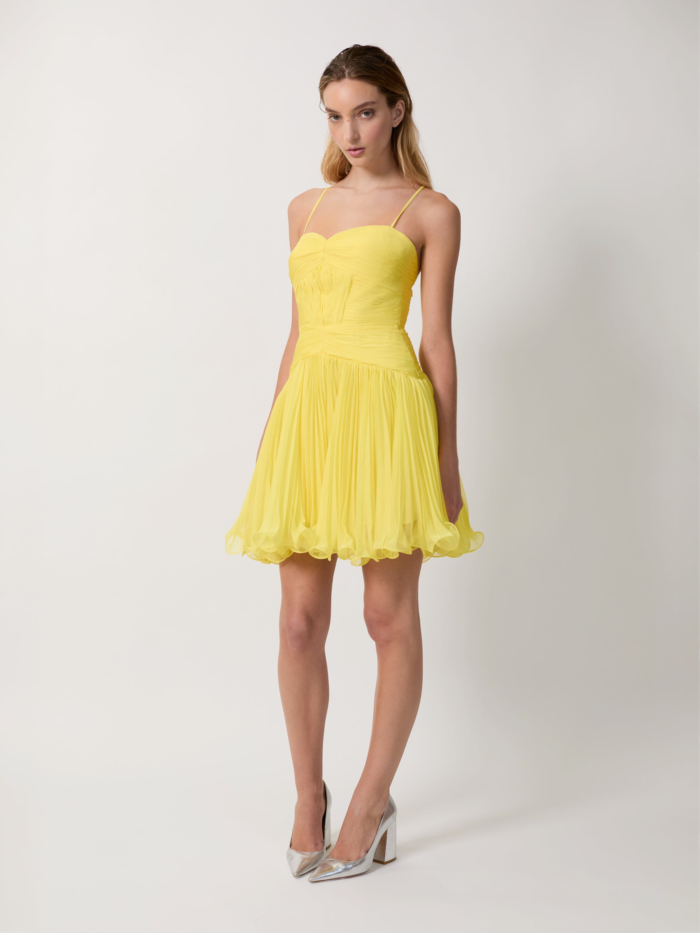 The Canary micropleated cocktail dress