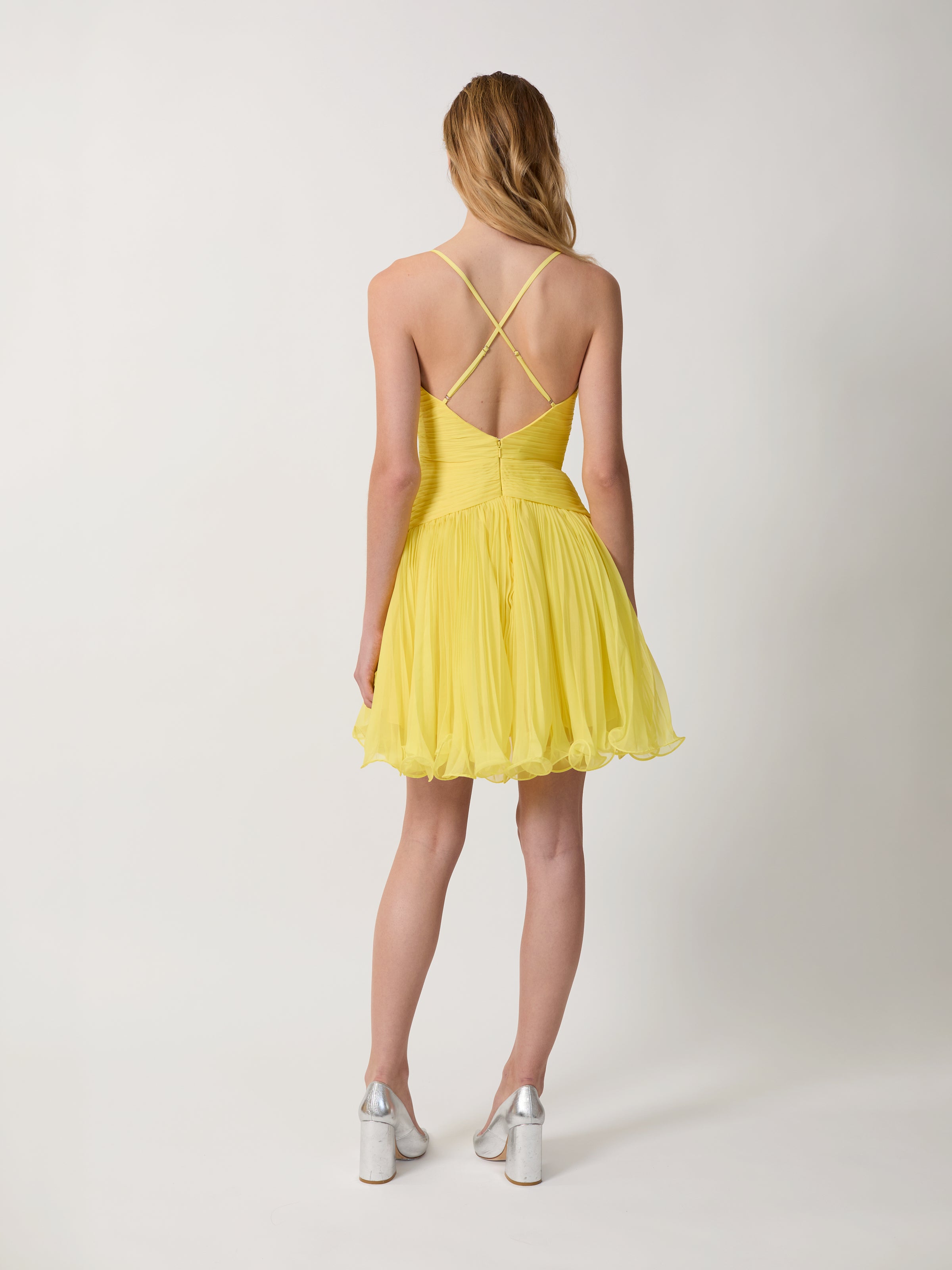 The Canary micropleated cocktail dress