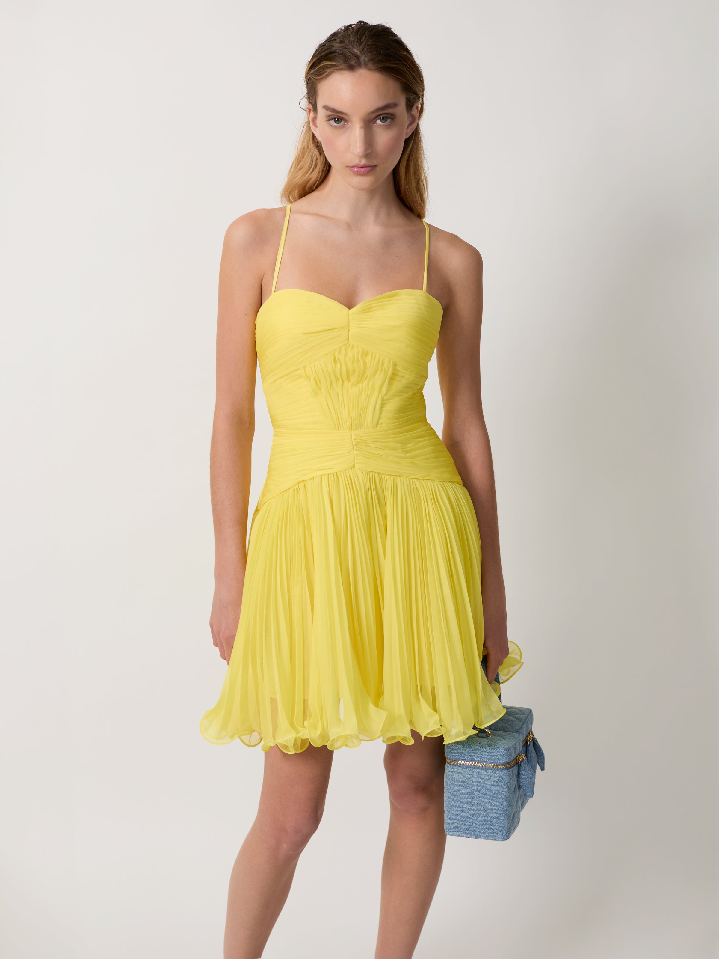 The Canary micropleated cocktail dress