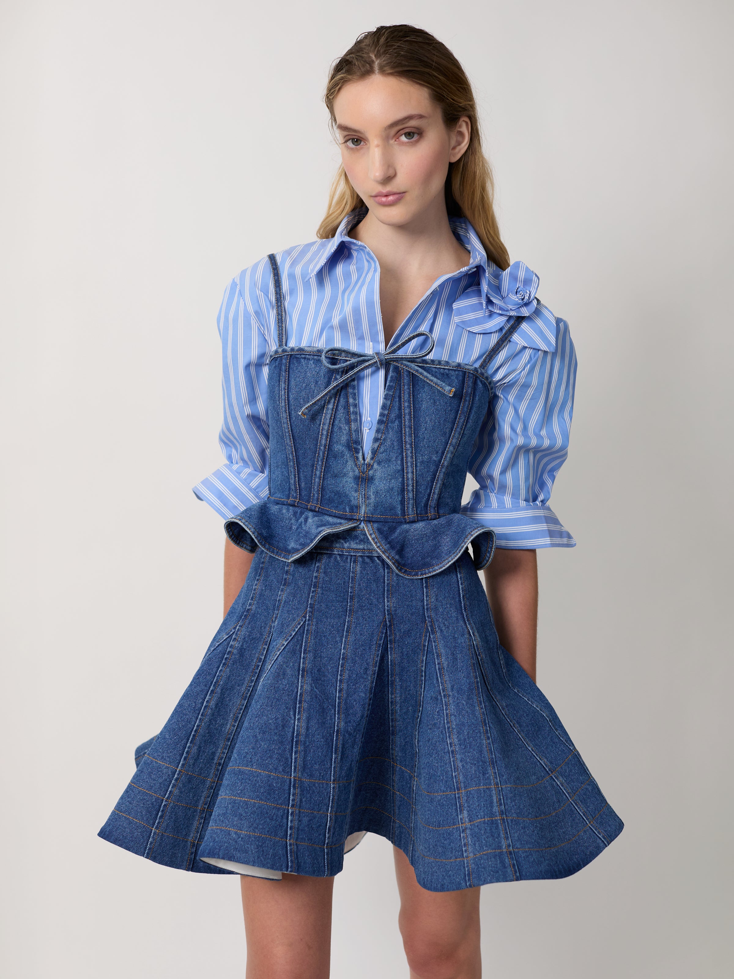 The Flor shirt in blue stripe