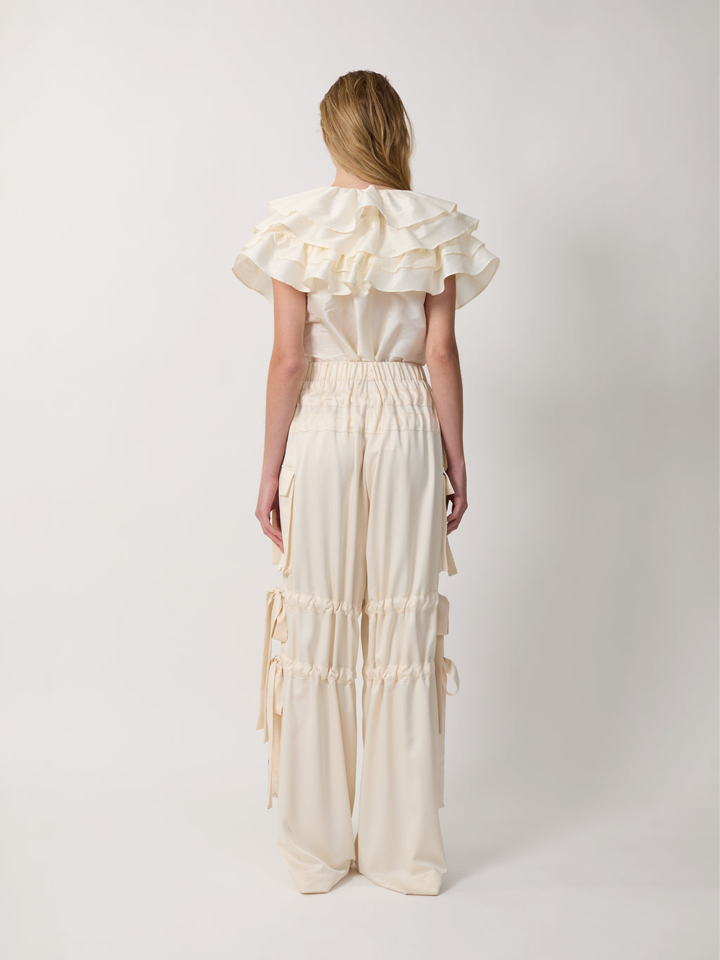 The Linda cape top in cream taffeta
