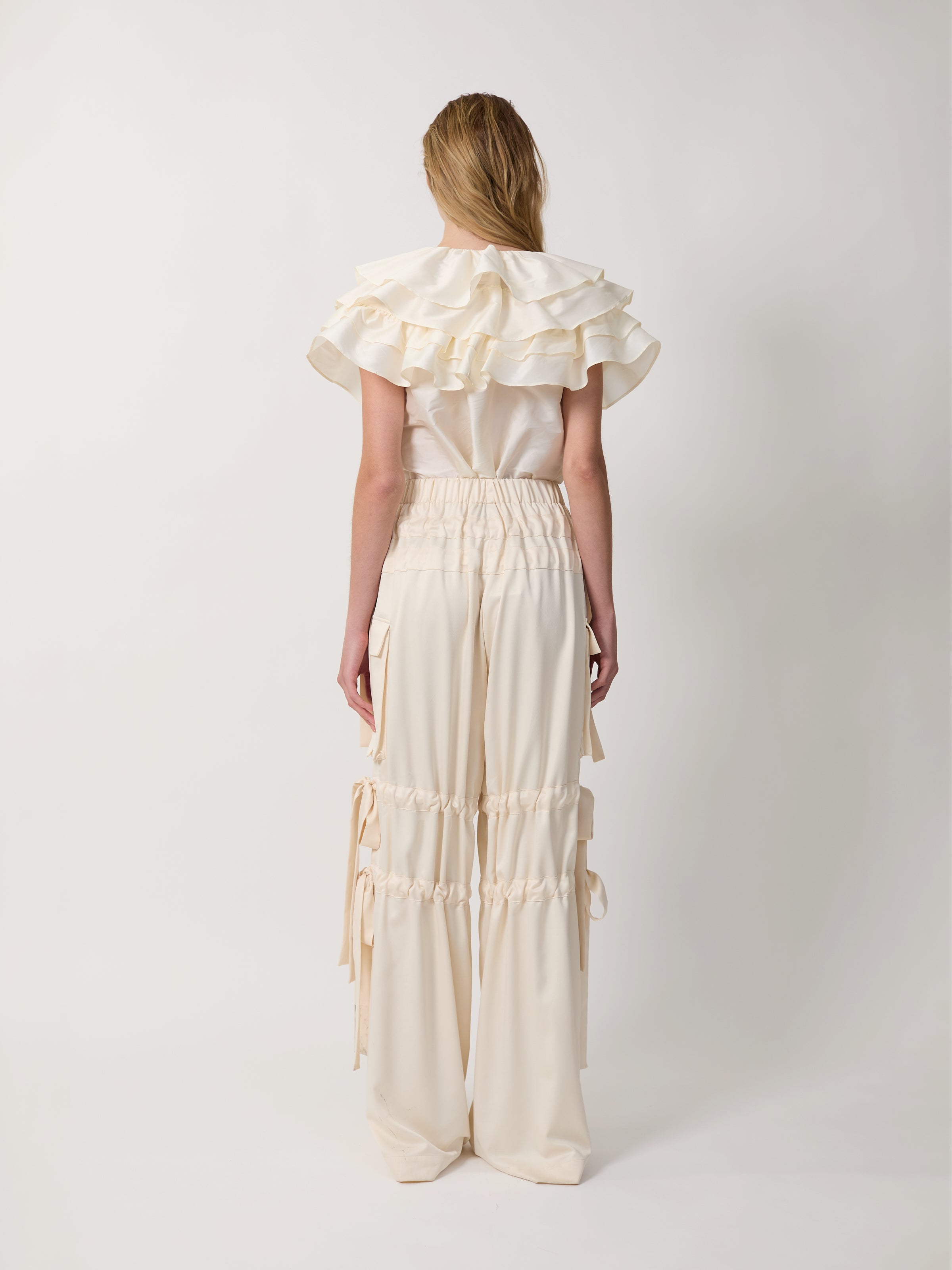 The Linda cape top in cream taffeta