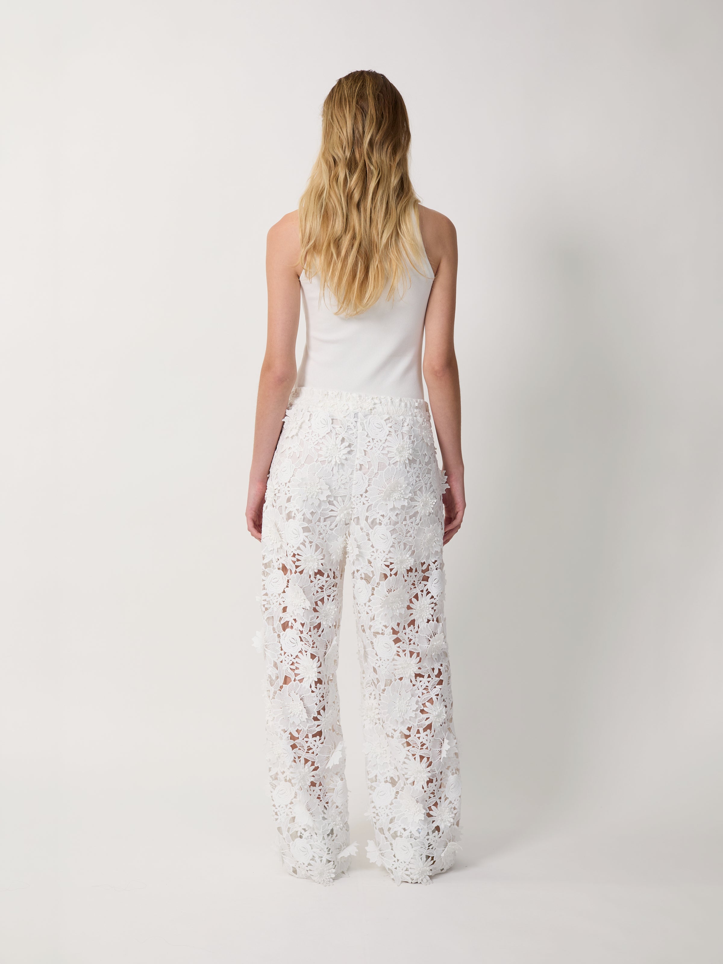 The Camille flower tank in white