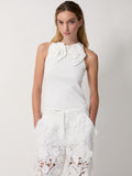 The Camille flower tank in white