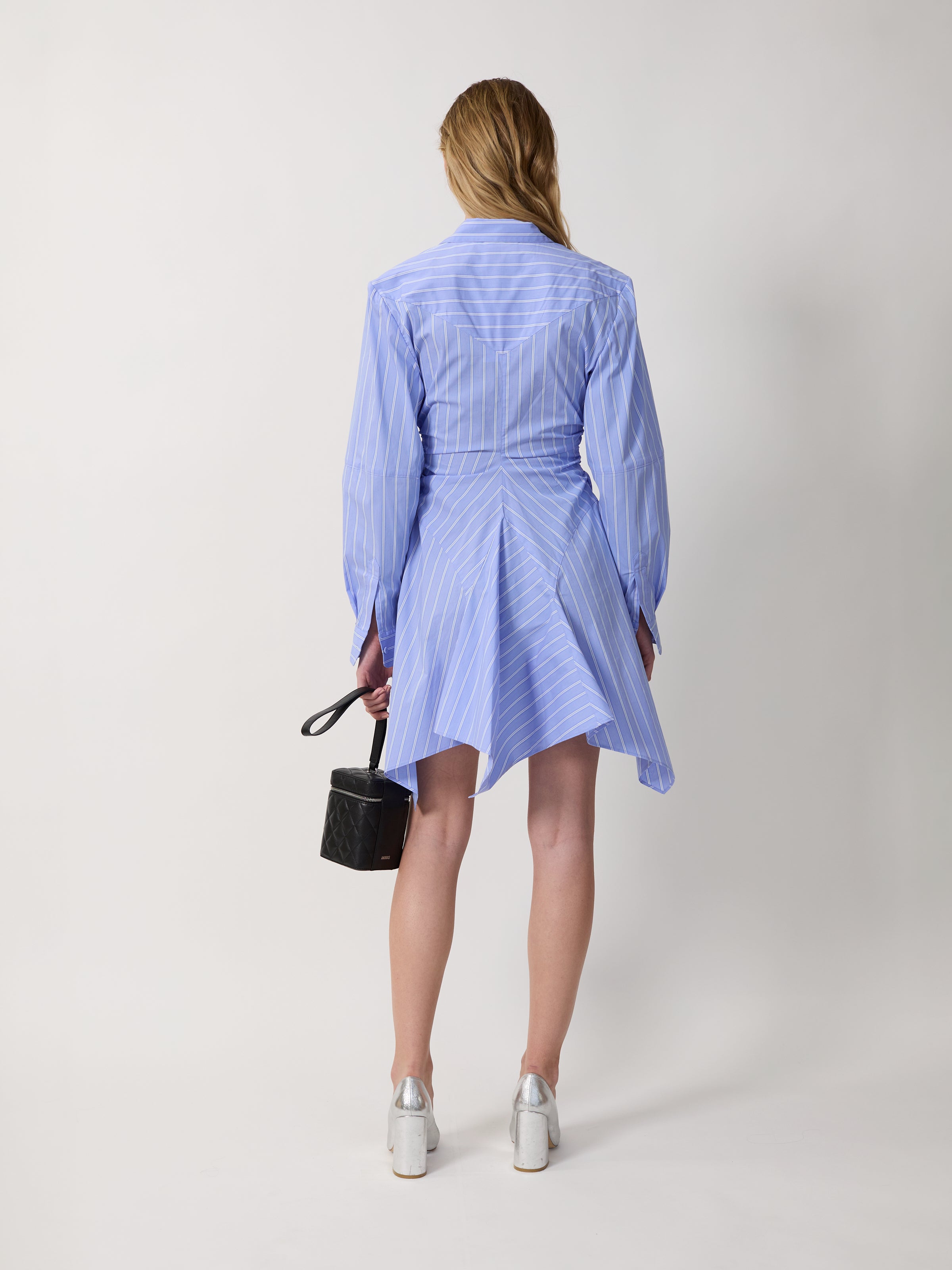 The Deena dress in sky blue stripe