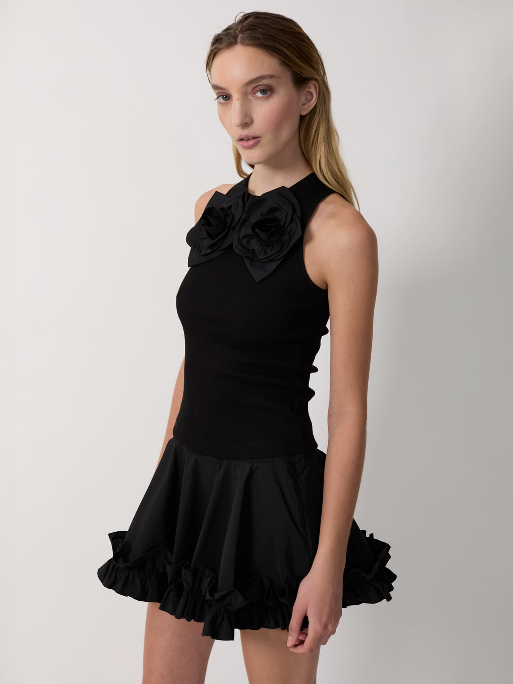 The Kirsten skorts in black tech taffeta