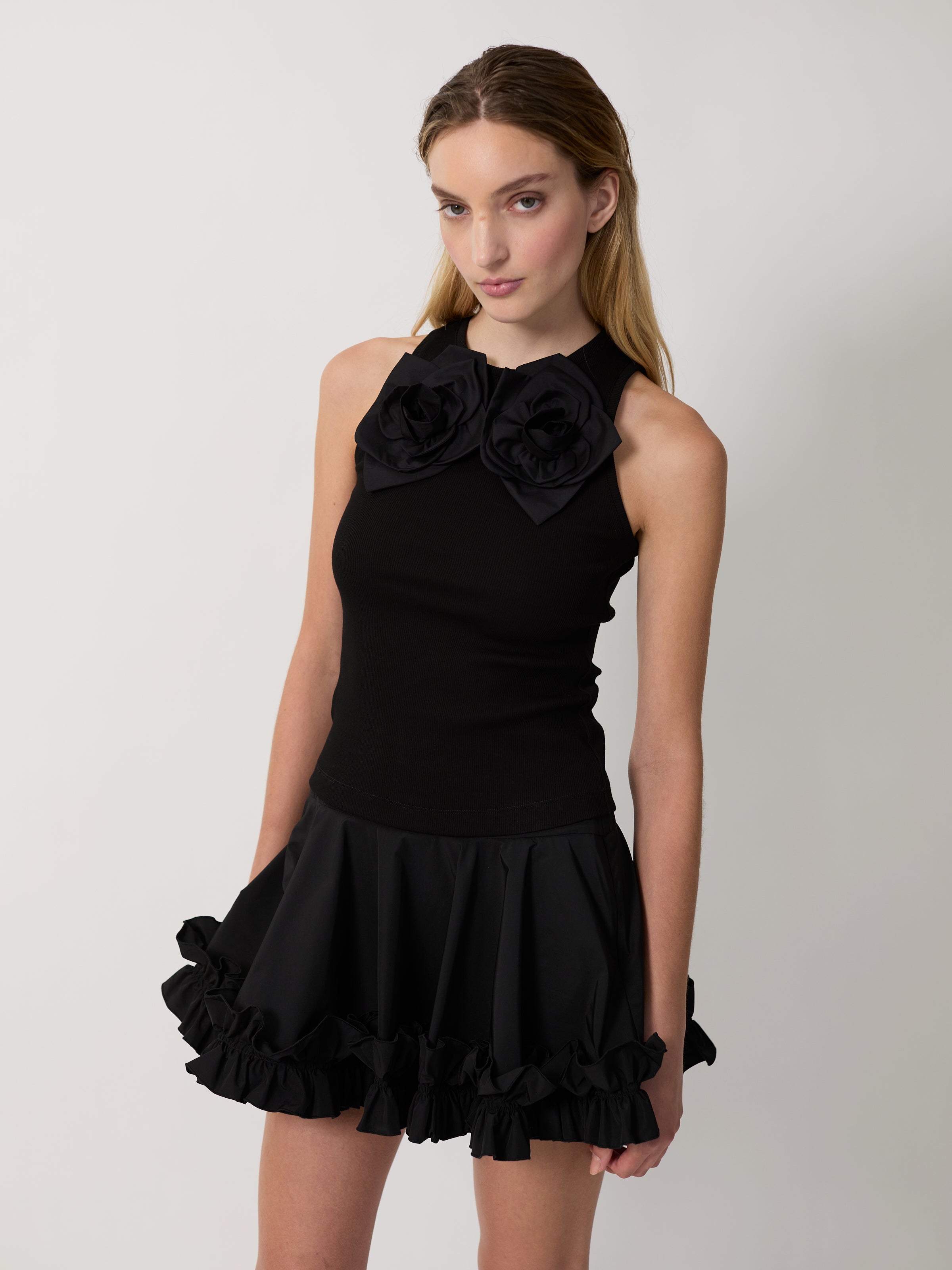 The Camille flower tank in black – Aknvas