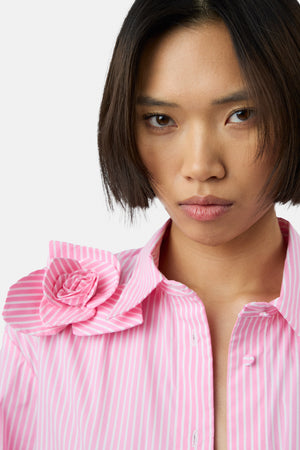 The Flor Shirt in pink stripe