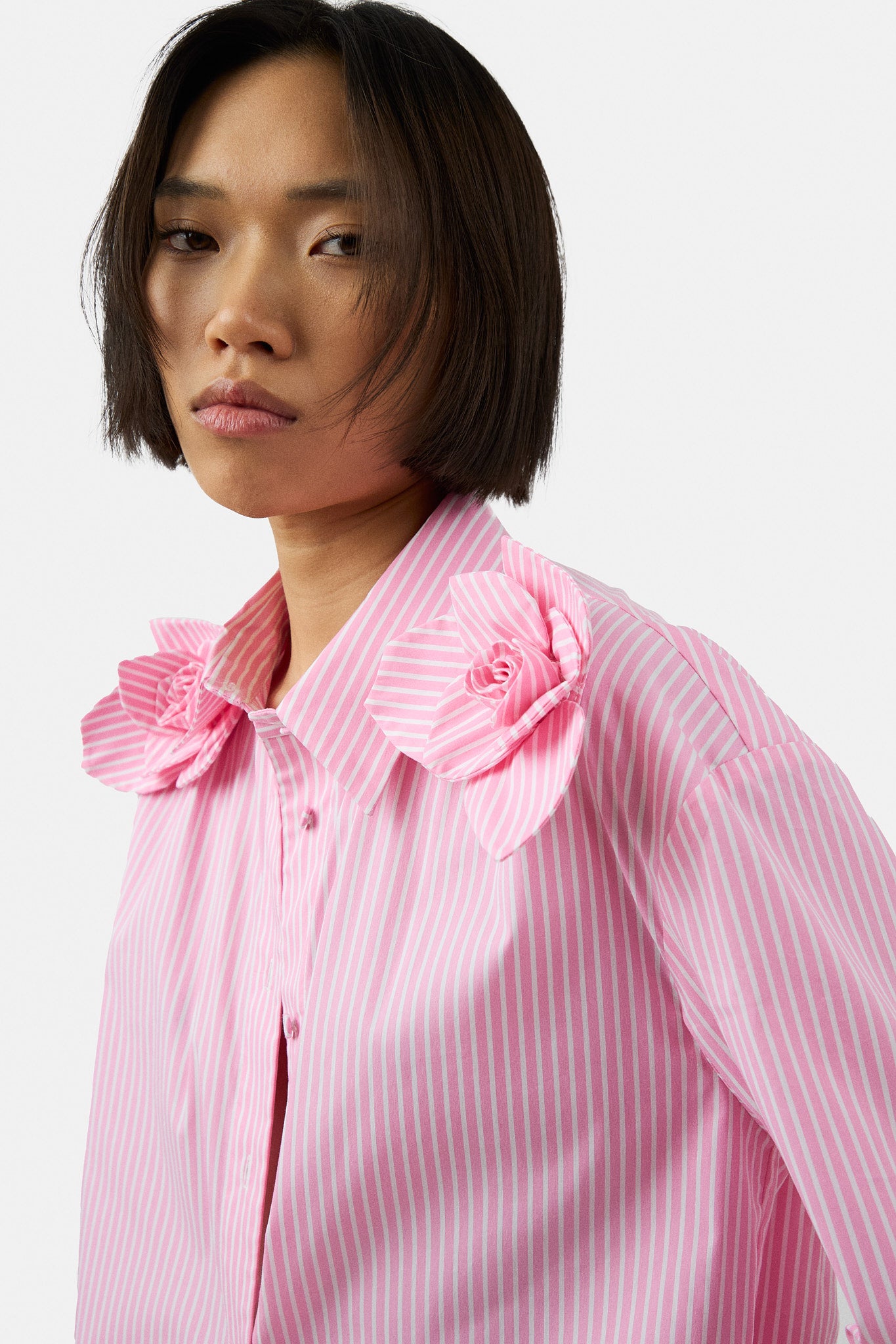 The Flor Shirt in pink stripe