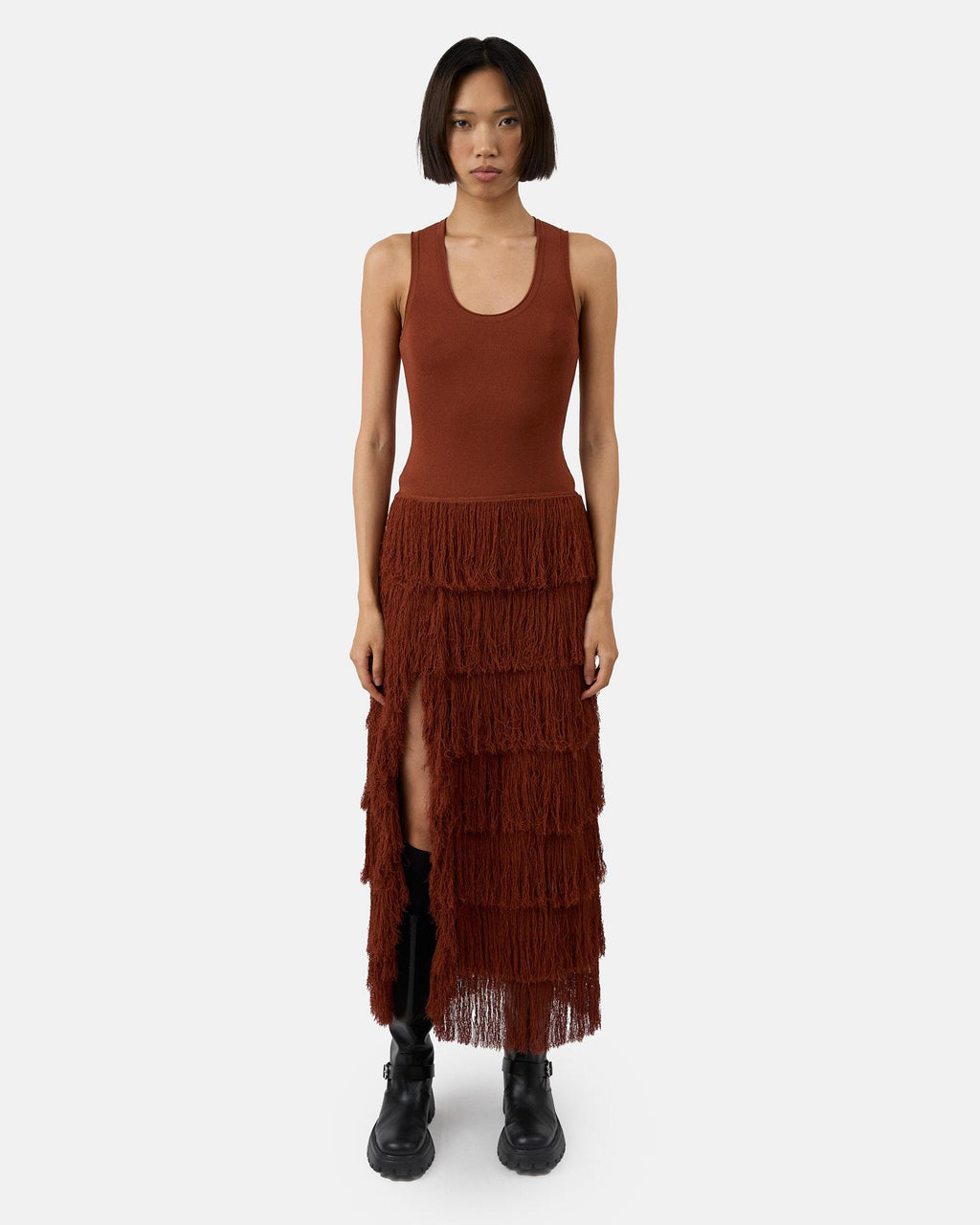 The Donzetta dress in terracotta