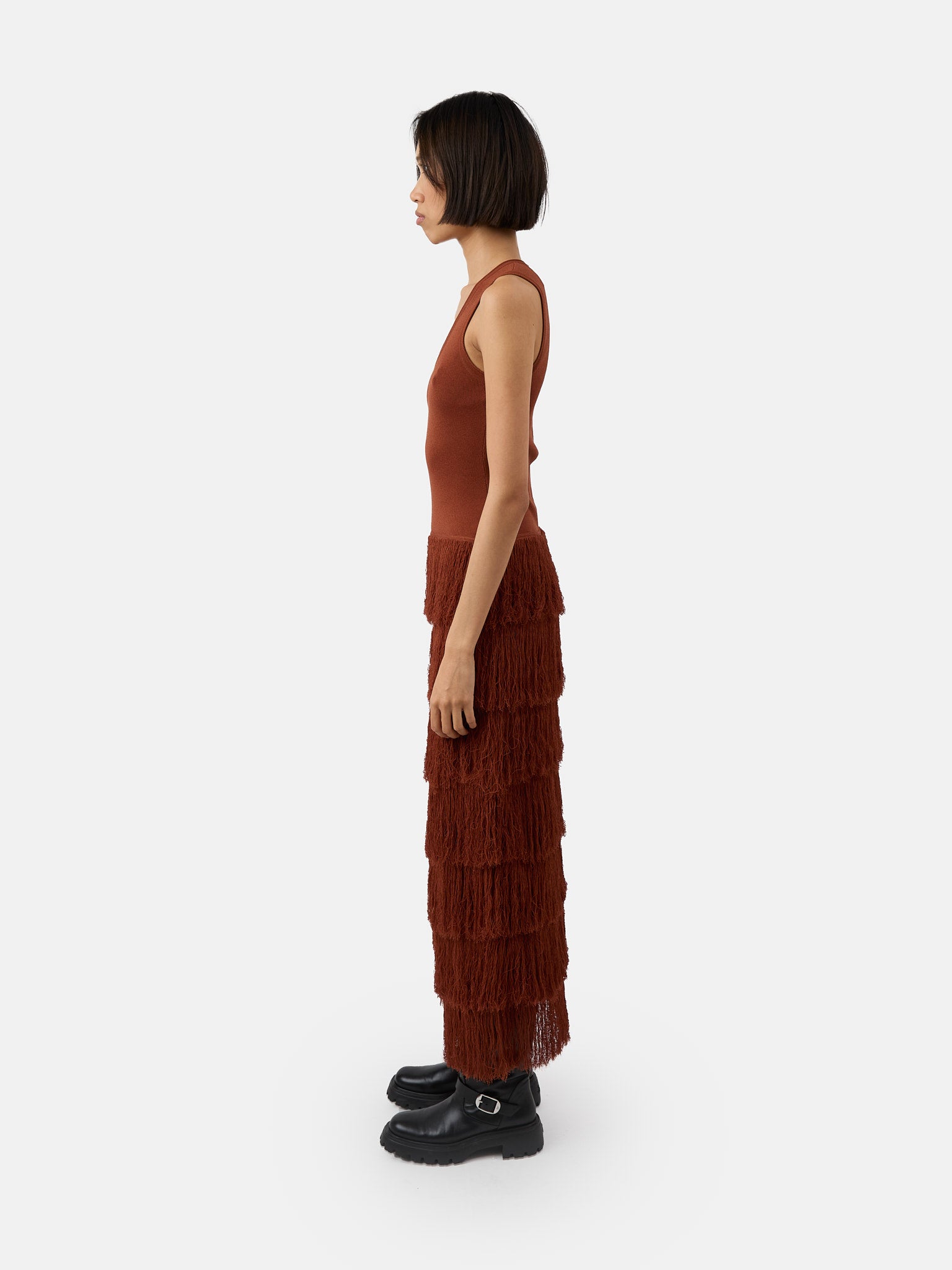 The Donzetta dress in terracotta