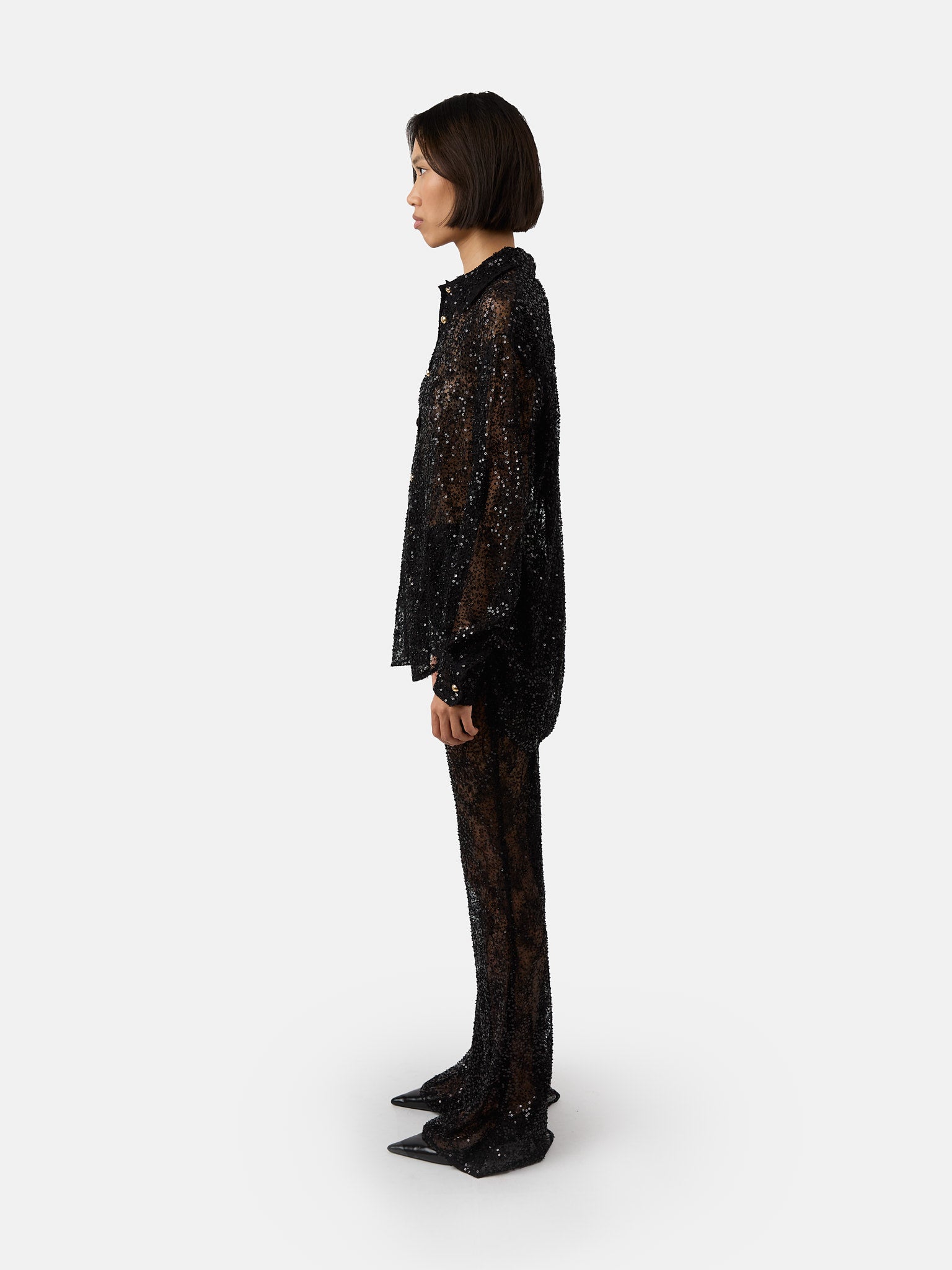 Lennon black embroidered lace pants