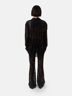 Lennon black embroidered lace pants