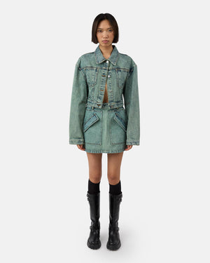 The cropped Mercer jean jacket in green