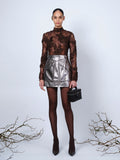 The Freja top in dark brown lace