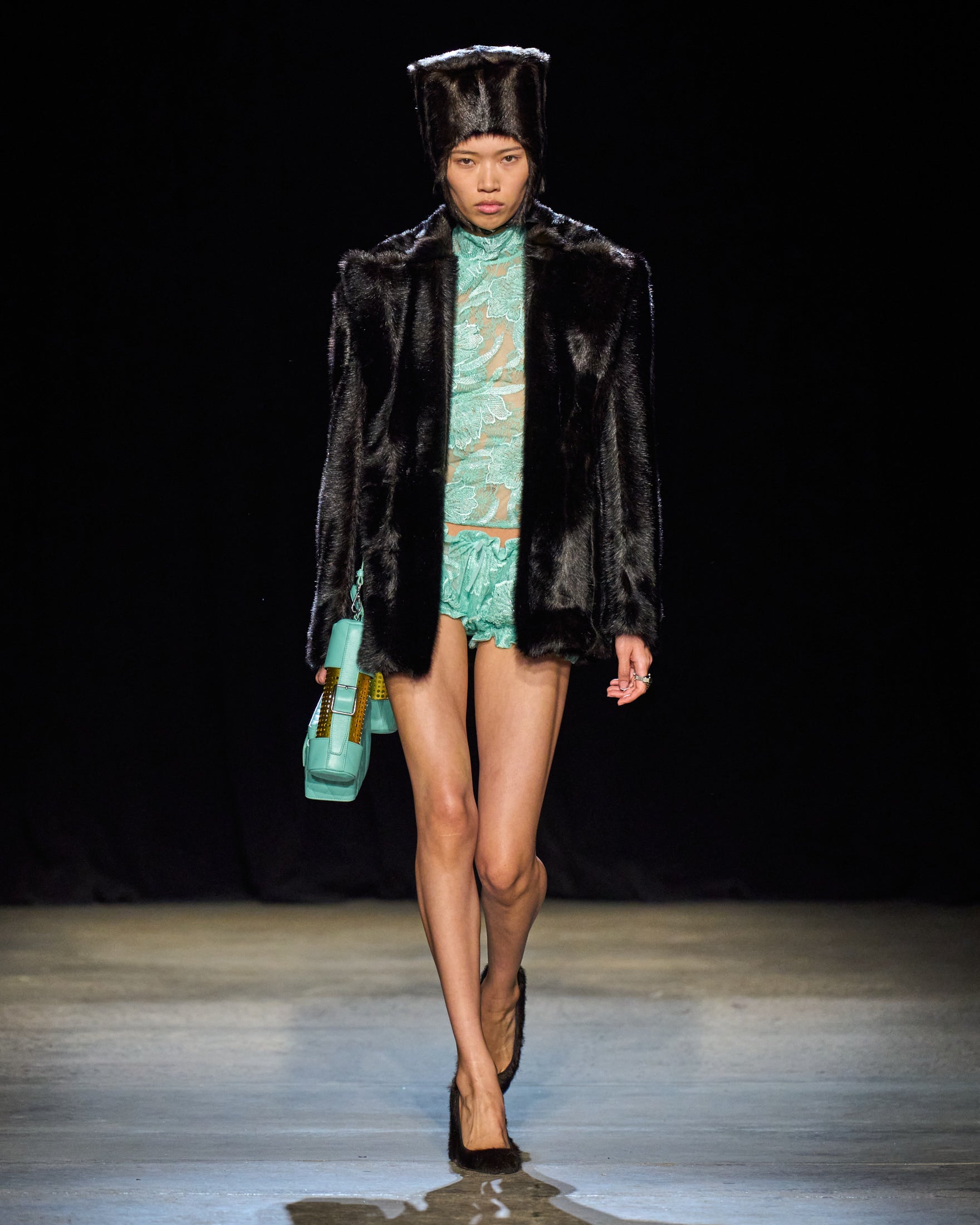 The Freja top in beaded mint lace