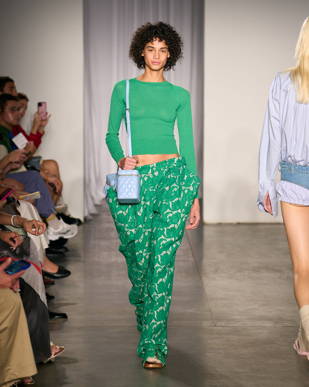The Lily lace-up knit top in green