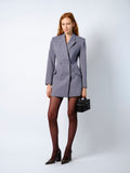 The Zoe blazer dress in grey pinstripe