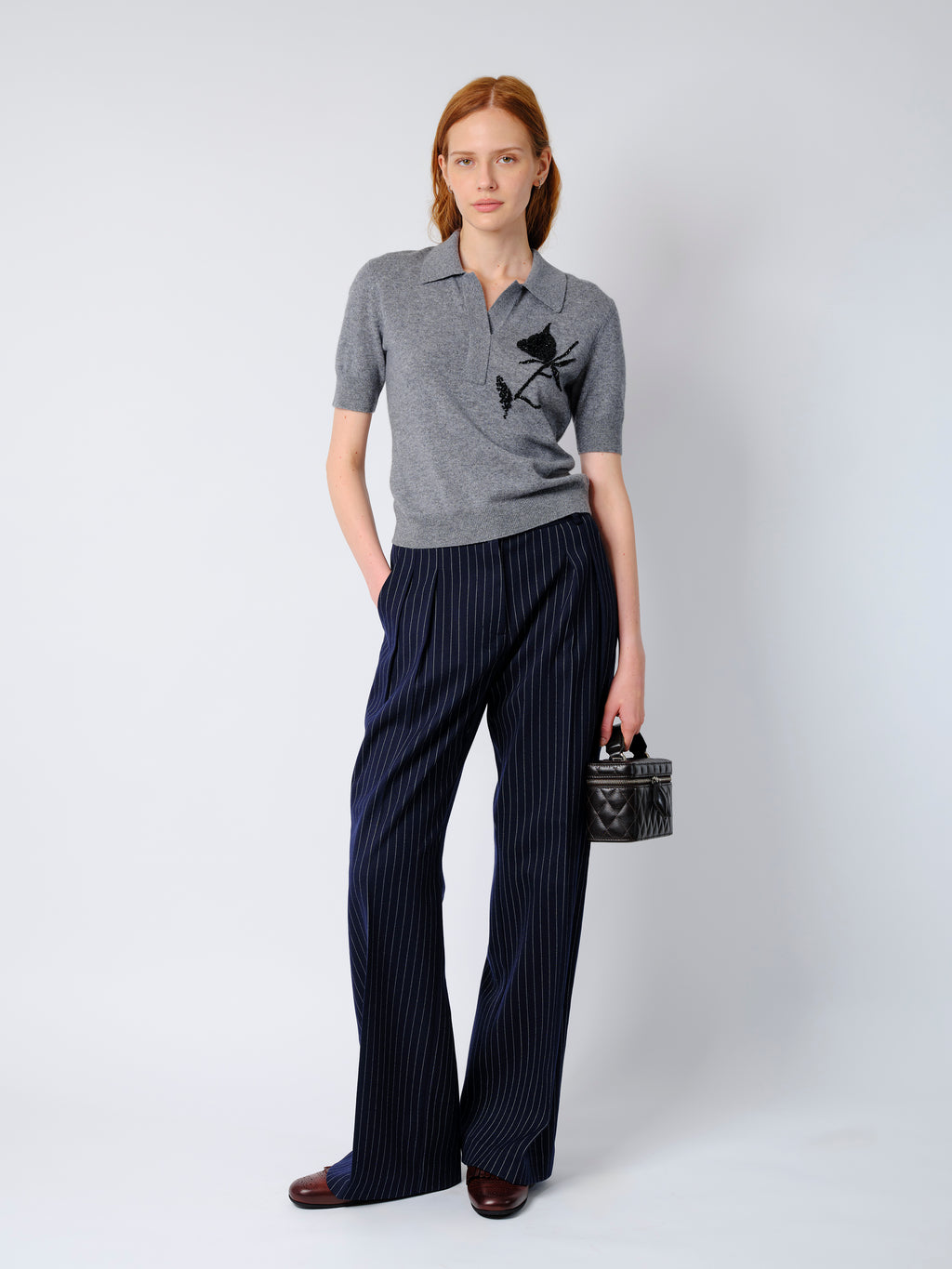 The Ailey polo in grey cashmere wool