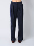 The Rune trousers in navy pinstripe