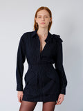 The Flor shirt in navy pinstripe