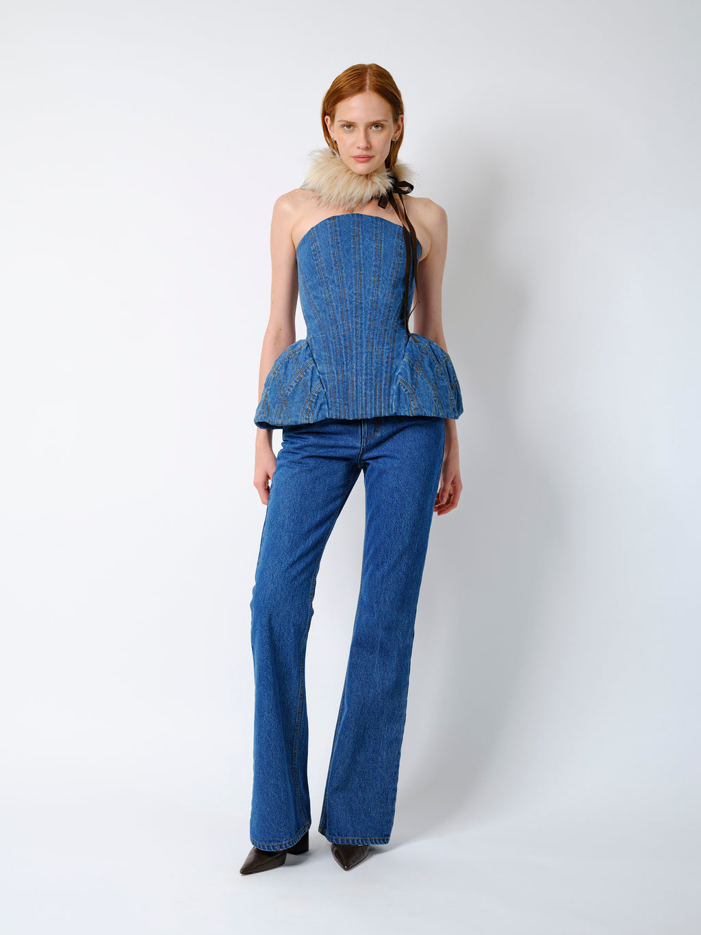 The Emmi corset top in blue denim (coming soon)