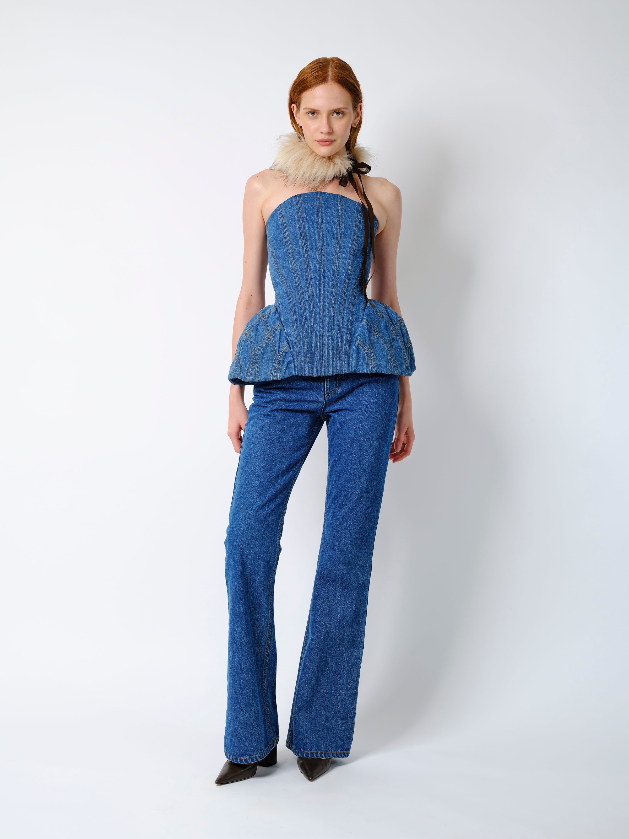 The Emmi corset top in blue denim (coming soon)