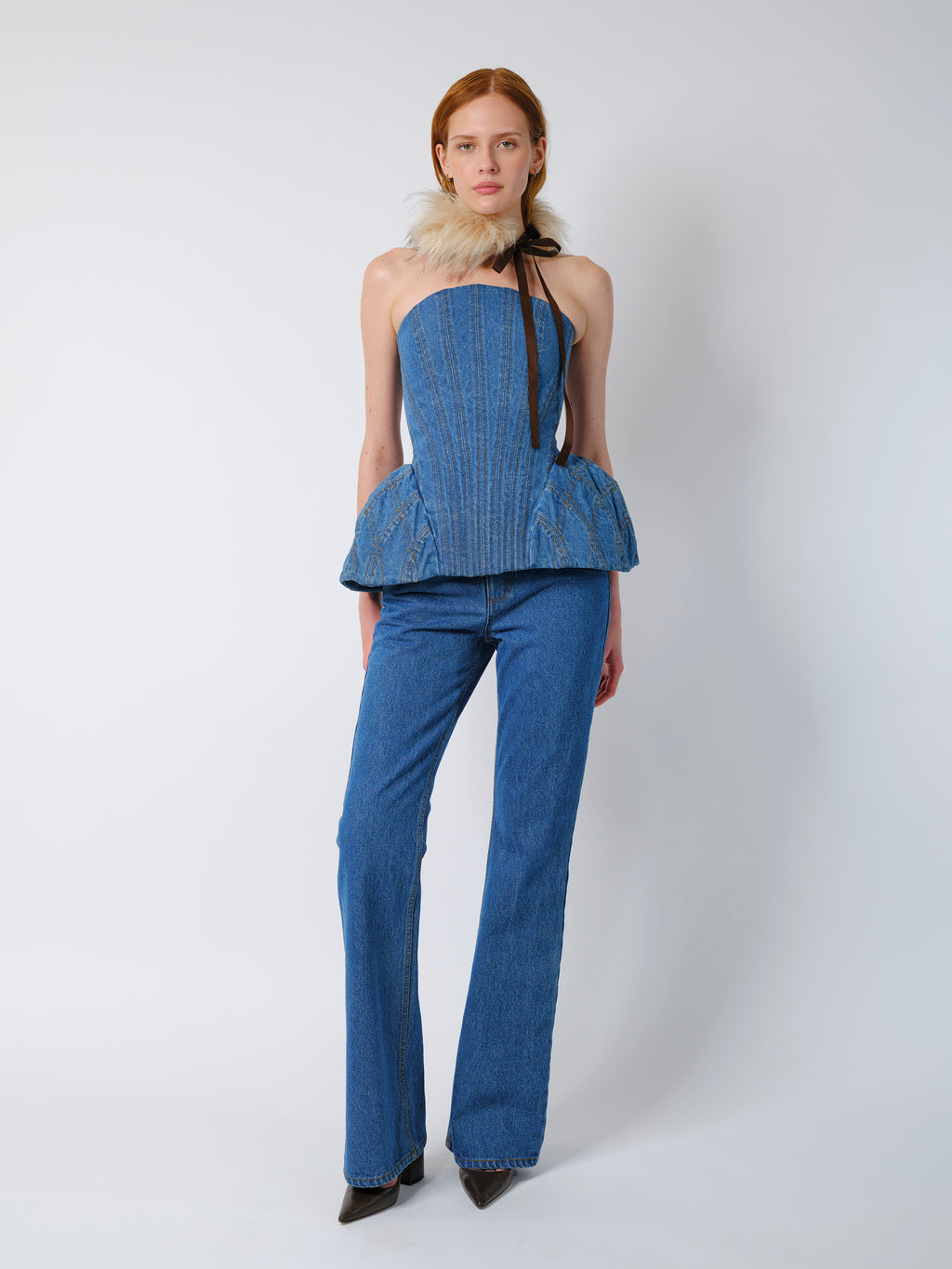 The Emmi corset top in blue denim (coming soon)