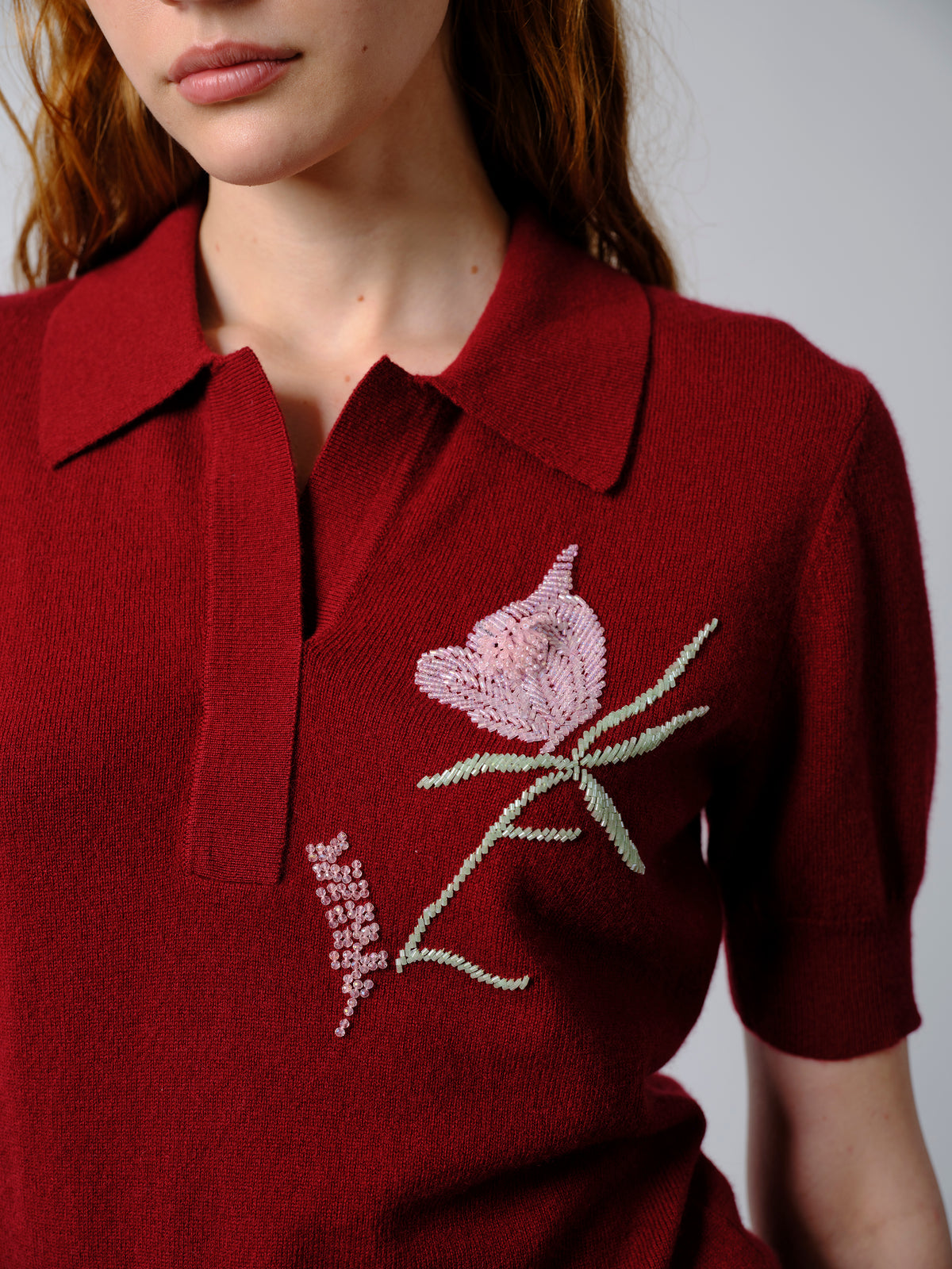 The Ailey polo in burgundy cashmere wool