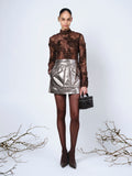 The Freja top in dark brown lace